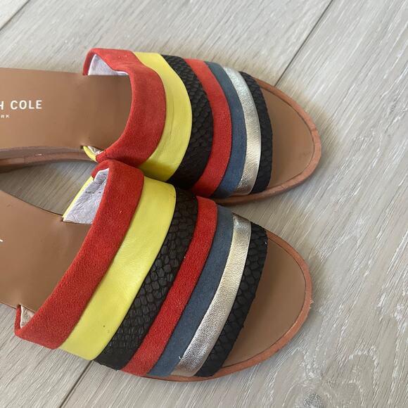 Kenneth Cole New York 'Janie'  Women's 6M Stripe Suede Leather Slide Sandal - Picture 4 of 6